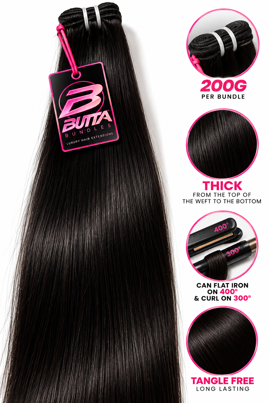 BUTTA BUNDLES STRAIGHT 200G LUXURY HUMAN HAIR BLEND 💗